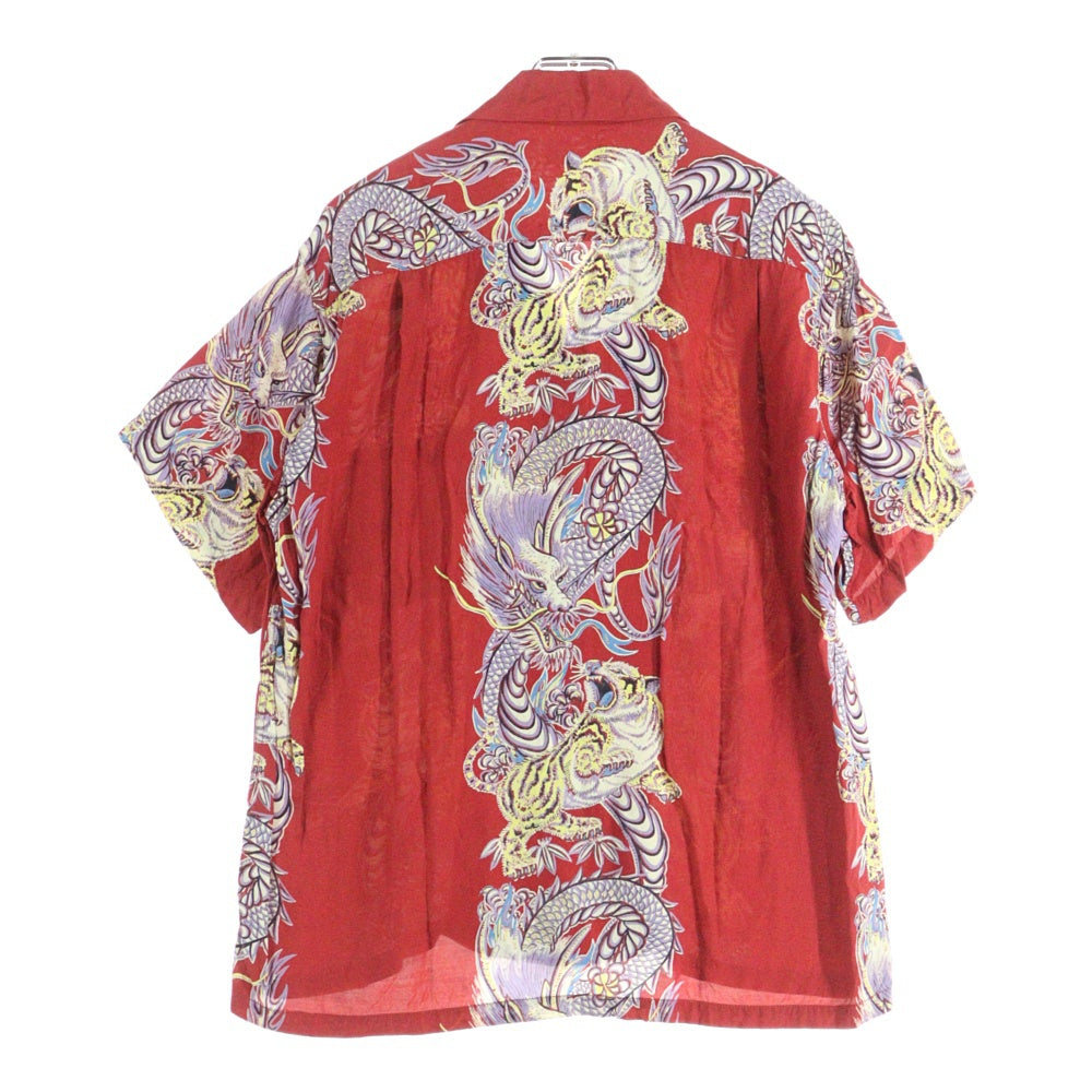 SUN SURF(サンサーフ) SPECIAL EDITION TORNADO TIGER トルネードタイガー レーヨン 半袖 アロハシャツ レッド SS38417