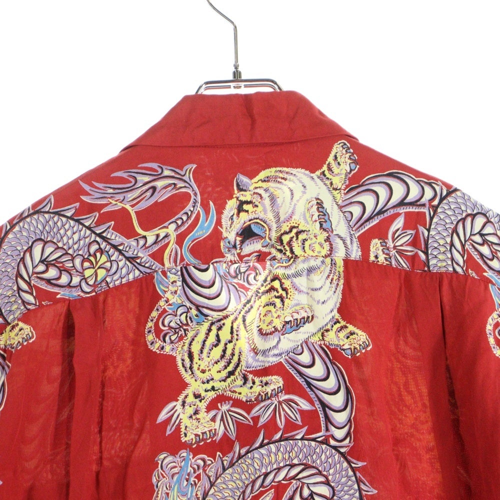 SUN SURF(サンサーフ) SPECIAL EDITION TORNADO TIGER トルネードタイガー レーヨン 半袖 アロハシャツ レッド SS38417