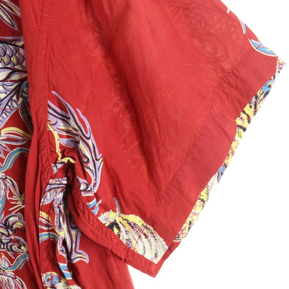 SUN SURF(サンサーフ) SPECIAL EDITION TORNADO TIGER トルネードタイガー レーヨン 半袖 アロハシャツ レッド SS38417