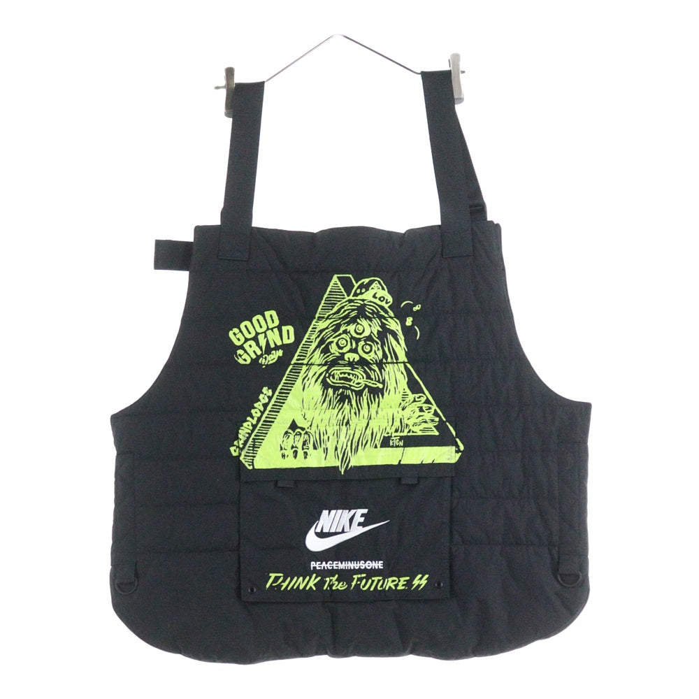 NIKE(ナイキ) 23SS ×PEACEMINUSONE G-Dragon 23SS NRG CF 2+1 ピースマイナスワン 韓国限定 ロゴ刺繍 バックプリント ダウンベスト ブラック DR0099-010