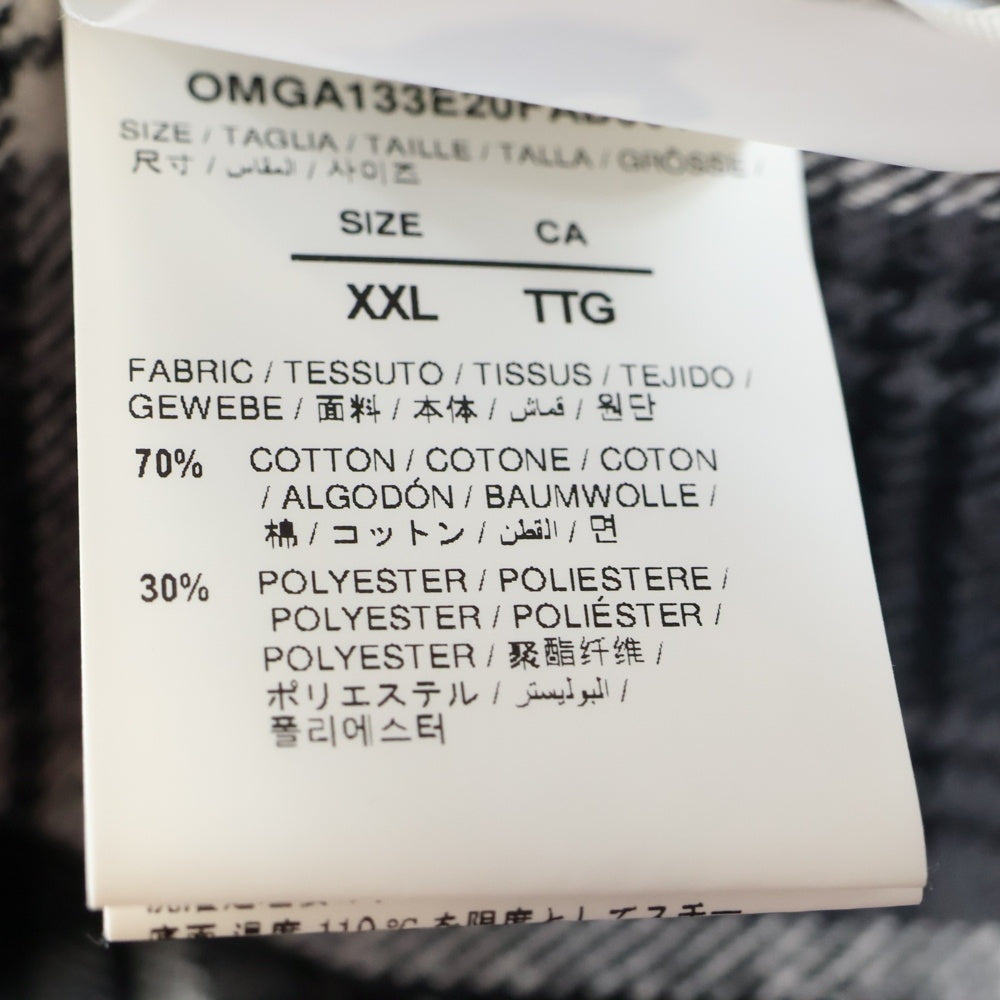 OFF-WHITE(オフホワイト) 20AW STENCIL FLANNEL CHECK SHIRT バック スプレーアローロゴ 長袖チェックシャツ ネルシャツ ブラック OMGA133E20FAB001