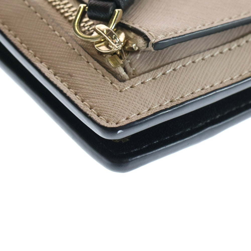 Kate Spade(ケイトスペード) ロゴ カードケース レザーロングウォレット 長財布 ブラック/ベージュ レディース