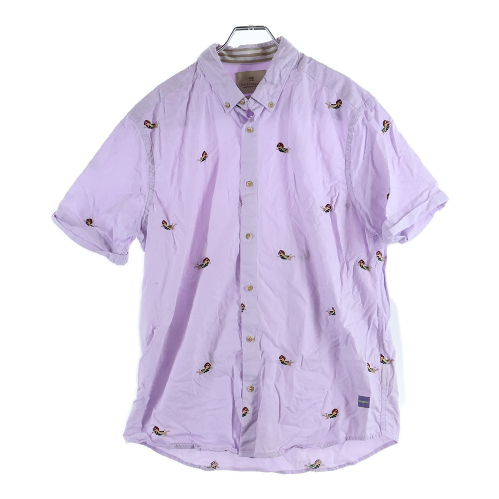 SCOTCH&SODA(スコッチ アンド ソーダ) マーメイド刺繍 コットン 半袖シャツ パープル
