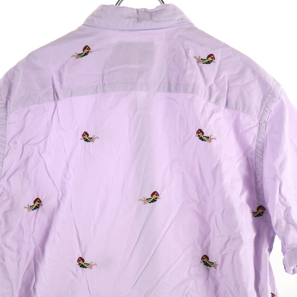 SCOTCH&SODA(スコッチ アンド ソーダ) マーメイド刺繍 コットン 半袖シャツ パープル