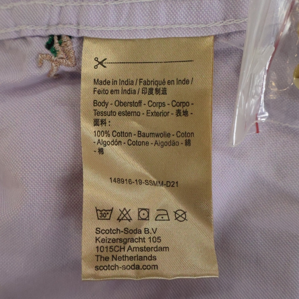SCOTCH&SODA(スコッチ アンド ソーダ) マーメイド刺繍 コットン 半袖シャツ パープル