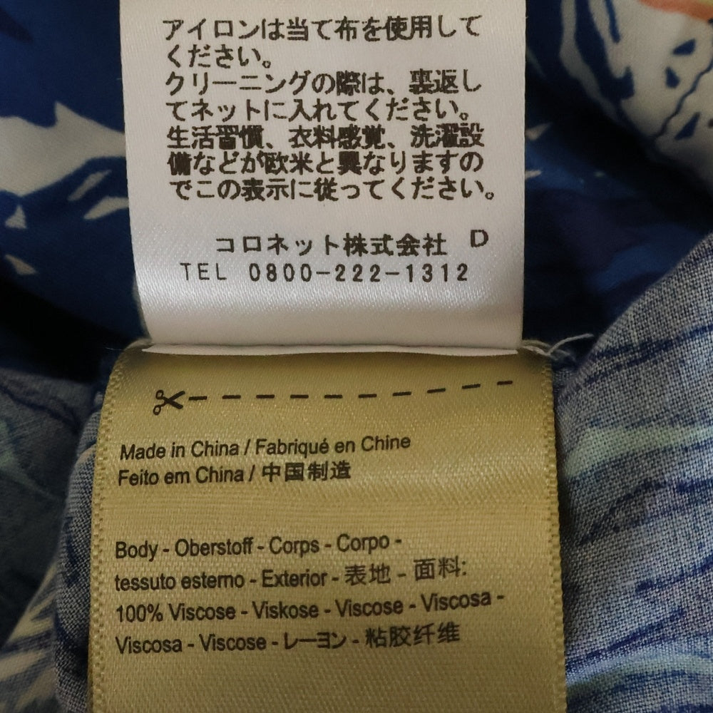 SCOTCH&SODA(スコッチ アンド ソーダ) サーフィン総柄 レーヨン 右ポケット 半袖開襟シャツ ブルー