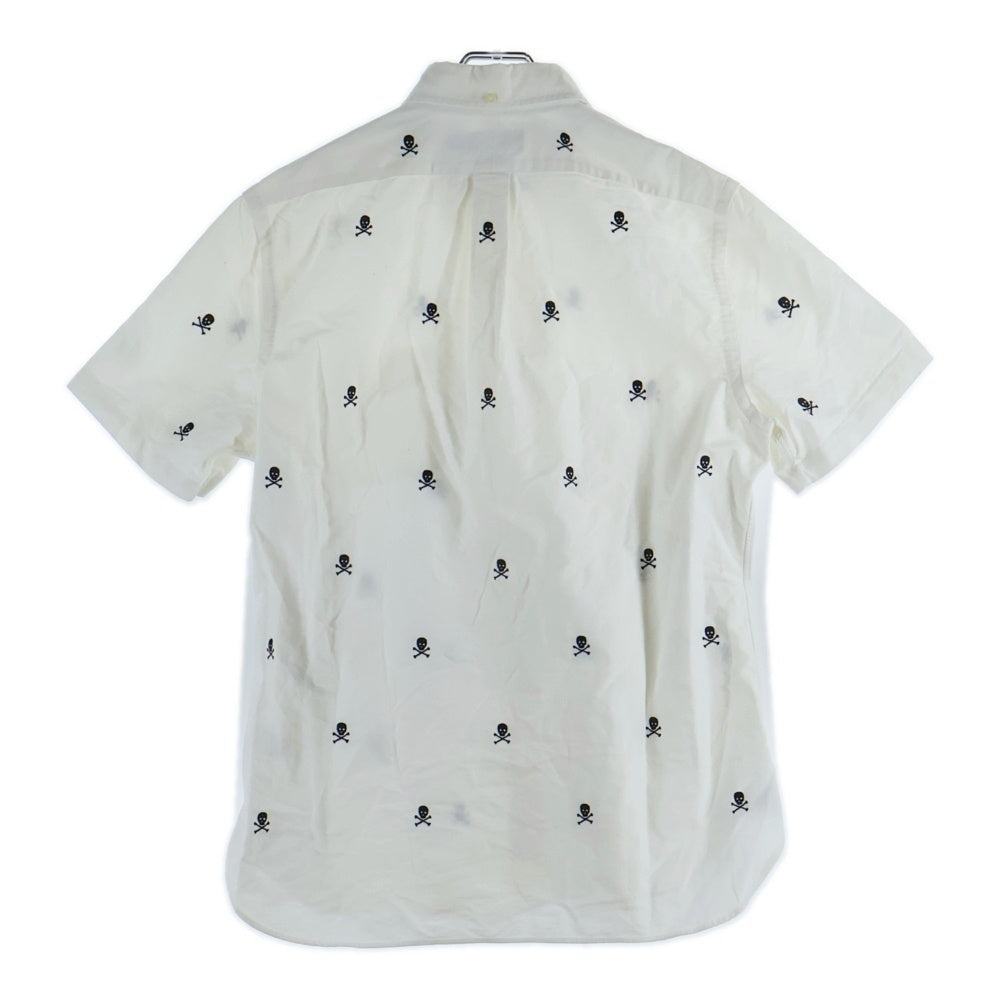 POLO RALPH LAUREN(ポロラルフローレン) スリムフィット スカル刺繍 オックスフォード ボタンダウン コットン 半袖シャツ ホワイト