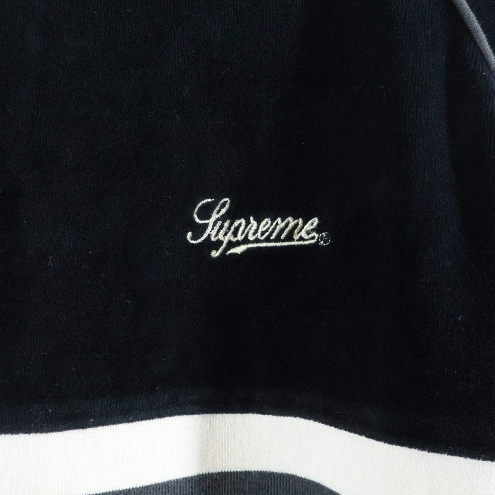 SUPREME(シュプリーム) 19SS Stripe Velour Raglan L/S Polo ストライプ ベロア ラグラン 長袖シャツ ブラック
