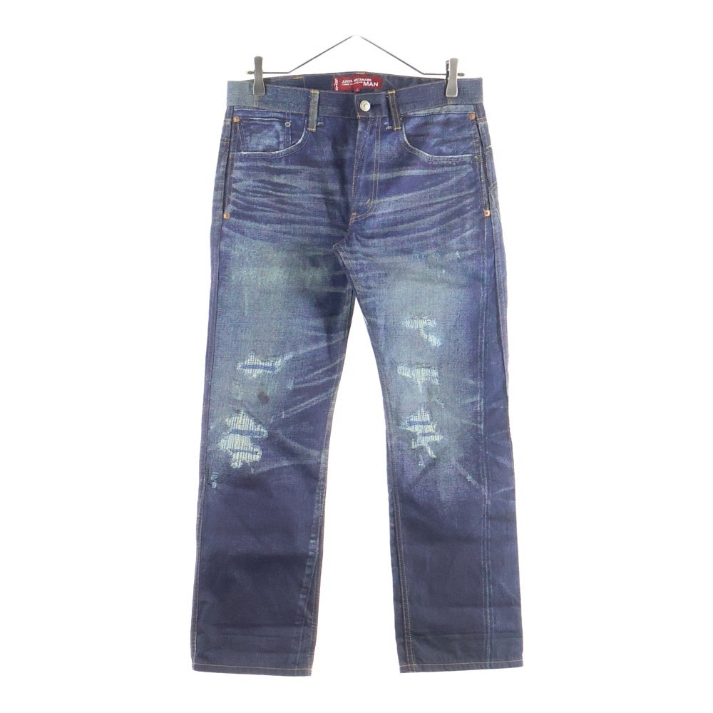 JUNYA WATANABE COMME des GARCONS(ジュンヤワタナベ コムデギャルソン) × LEVIS リーバイス 転写プリント ジッパーフライ デニムパンツ インディゴ WE-P202