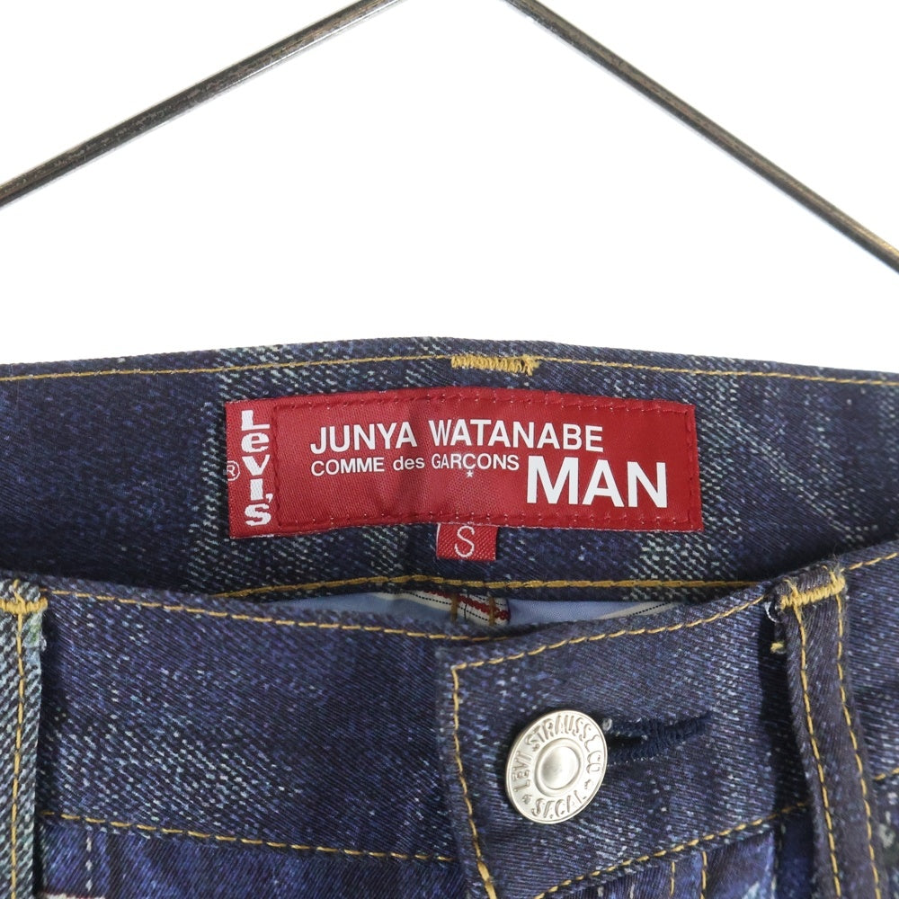 JUNYA WATANABE COMME des GARCONS(ジュンヤワタナベ コムデギャルソン) × LEVIS リーバイス 転写プリント ジッパーフライ デニムパンツ インディゴ WE-P202