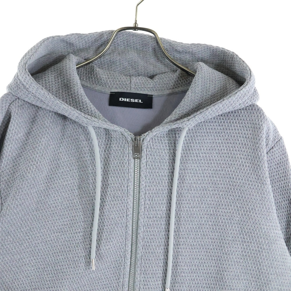 DIESEL(ディーゼル) ロゴ刺繍 サーマル ジップアップパーカー