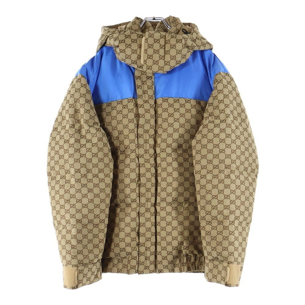GUCCI(グッチ) GG JACQUARD HOODED DOWN JACKET GGコットンキャンバス パデッド ダウンジャケット ブラウン 751395 Z8BJ6 2190