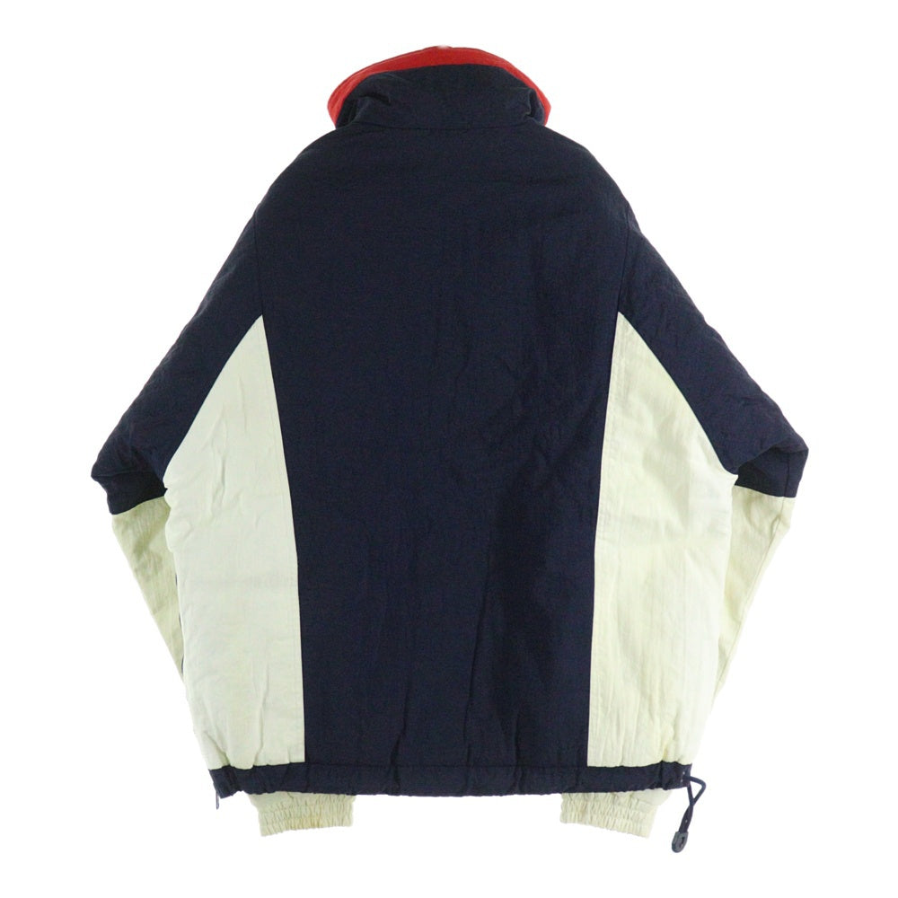 FILA(フィラ) 90s HALF ZIP JACKET 裏地ロゴ総柄 ハーフジップ 中綿ジャケット ネイビー/ホワイト