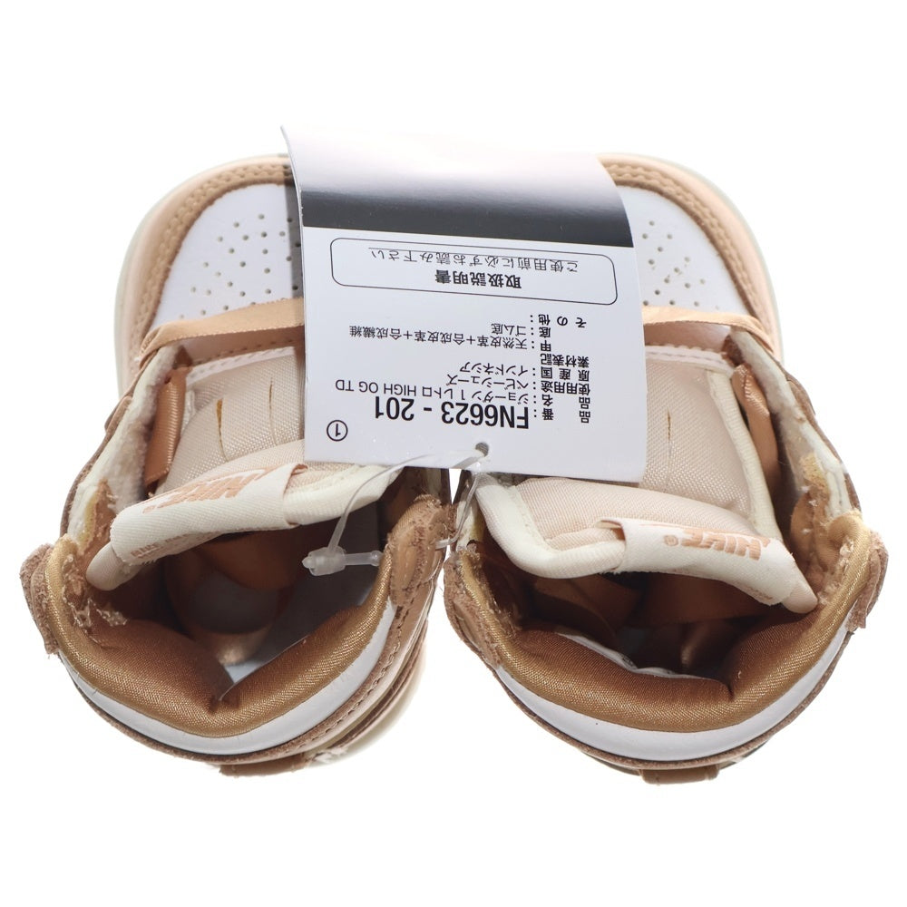 NIKE(ナイキ) TD Air Jordan 1 Retro High OG Praline エアジョーダン 1 レトロハイオージー プラリネ ハイカットスニーカー ベージュ US2C/8cm FN6623-201 キッズ