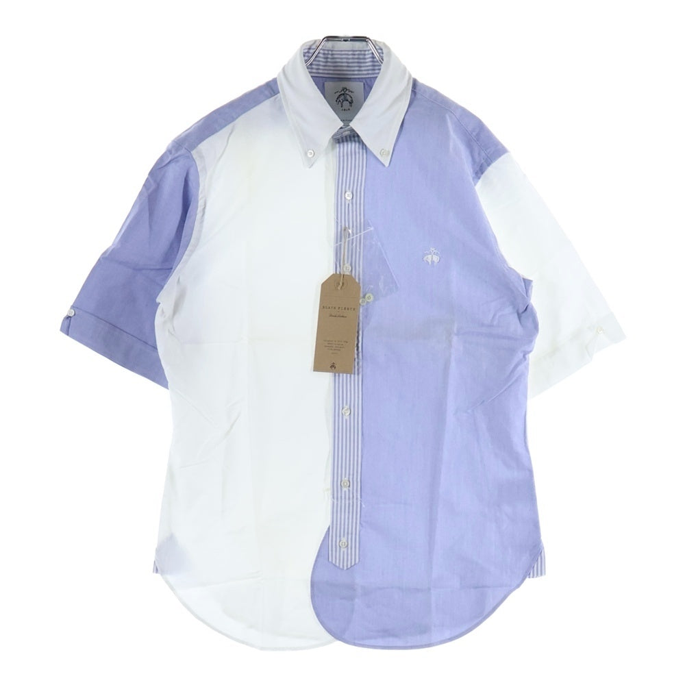 BLACK FLEECE BY BROOKS BROTHERS(ブラック フリース バイ ブルックス ブラザーズ) パネルランダム ストライプ ボタンダウン 長袖シャツ ホワイト/ブルー