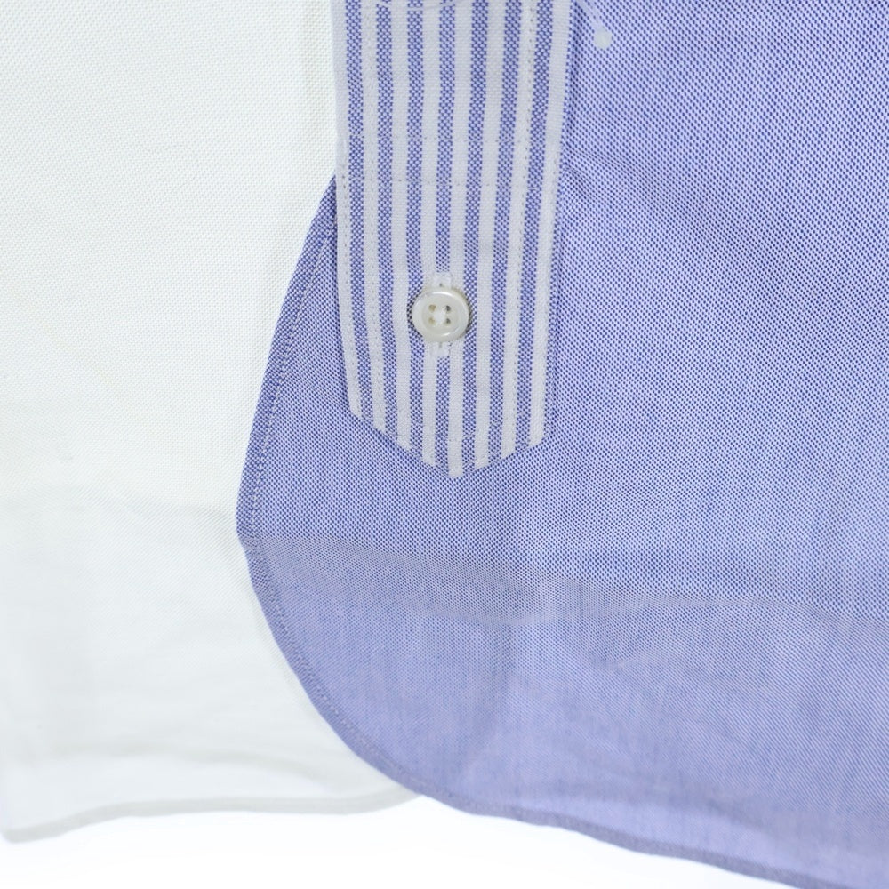 BLACK FLEECE BY BROOKS BROTHERS(ブラック フリース バイ ブルックス ブラザーズ) パネルランダム ストライプ ボタンダウン 長袖シャツ ホワイト/ブルー