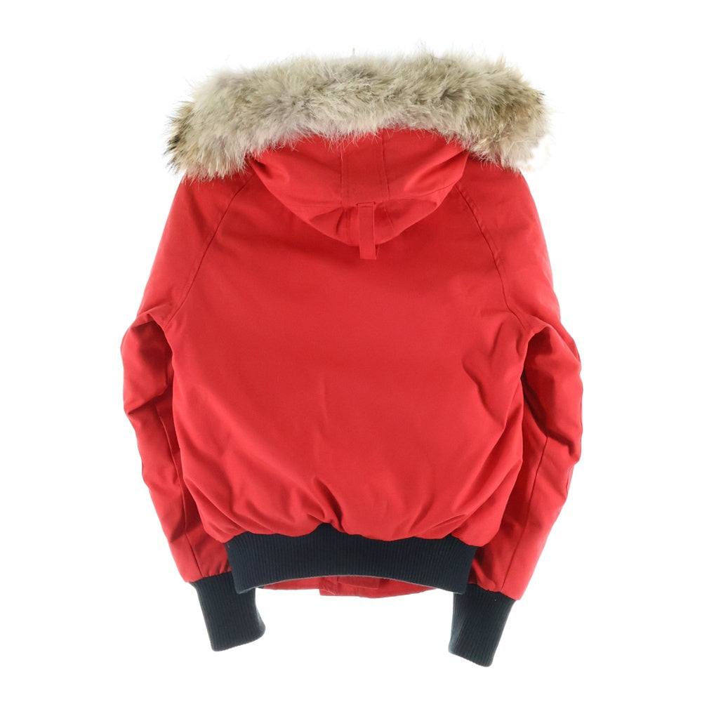 CANADA GOOSE(カナダグース) CHILLIWACK BOMBER ロゴワッペン チリワックボンバー ジップアップ ファー フーディー ダウンジャケット レッド 7950LA レディース