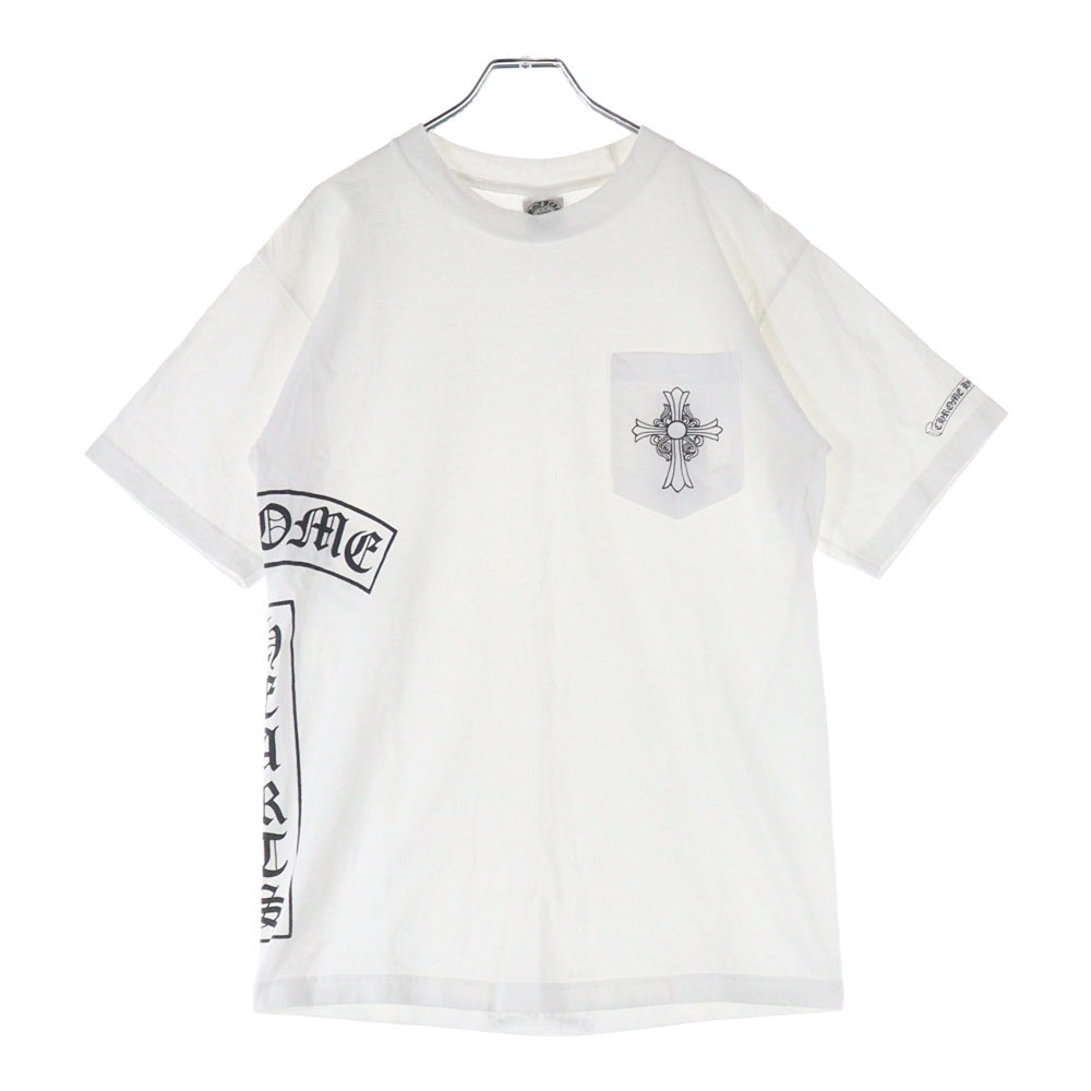 CHROME HEARTS(クロムハーツ) OLD T-BAR SCROLL S/S TEE オールド サイドTバー CHクロス プリント クルーネック 半袖ポケットTシャツ カットソー ホワイト