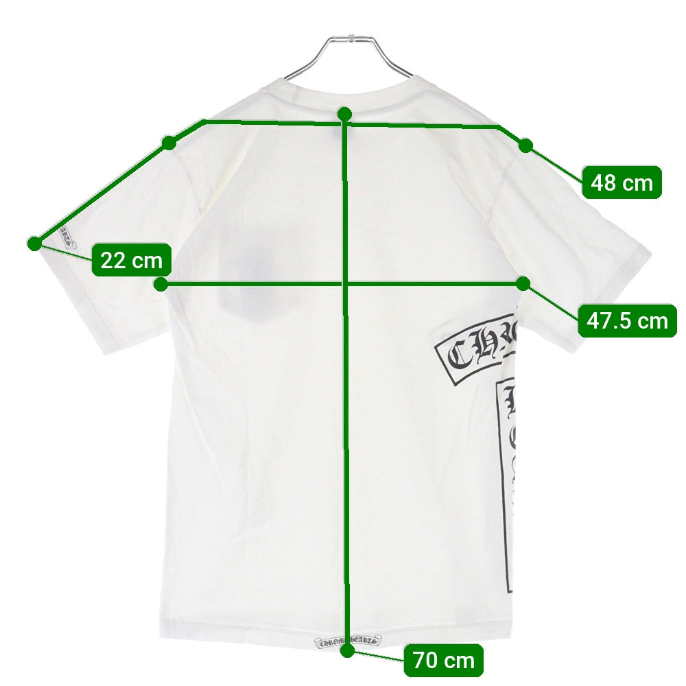 CHROME HEARTS(クロムハーツ) OLD T-BAR SCROLL S/S TEE オールド サイドTバー CHクロス プリント クルーネック 半袖ポケットTシャツ カットソー ホワイト