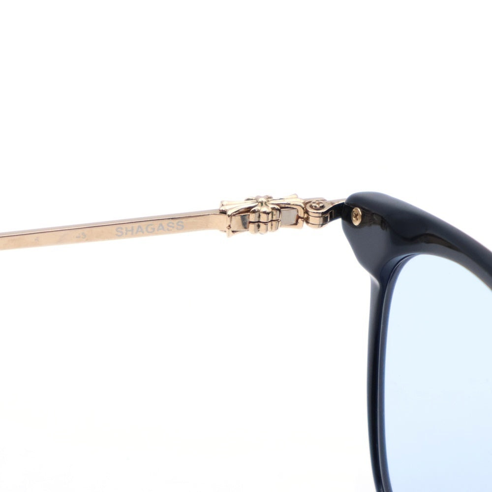 CHROME HEARTS(クロムハーツ) SHAGASS サイドクロステンプル ウェリントン サングラス 眼鏡 ブラック×ゴールド