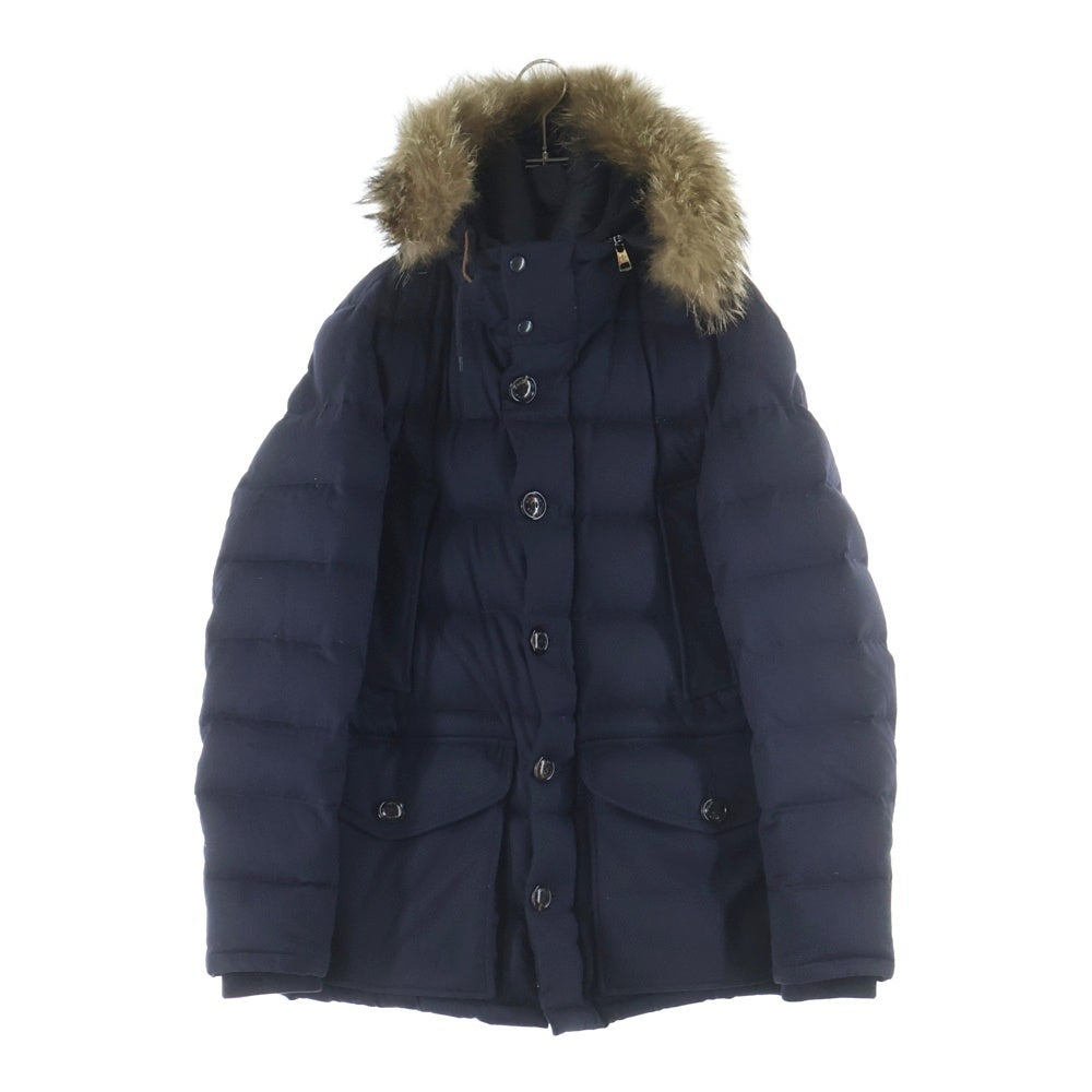 MONCLER(モンクレール) 15AW RETHEL GIUBBOTTO リセル ファー付き ウール ダウンジャケット フーディ ネイビー A20914190920 54272