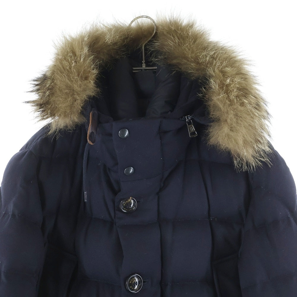 MONCLER(モンクレール) 15AW RETHEL GIUBBOTTO リセル ファー付き ウール ダウンジャケット フーディ ネイビー A20914190920 54272