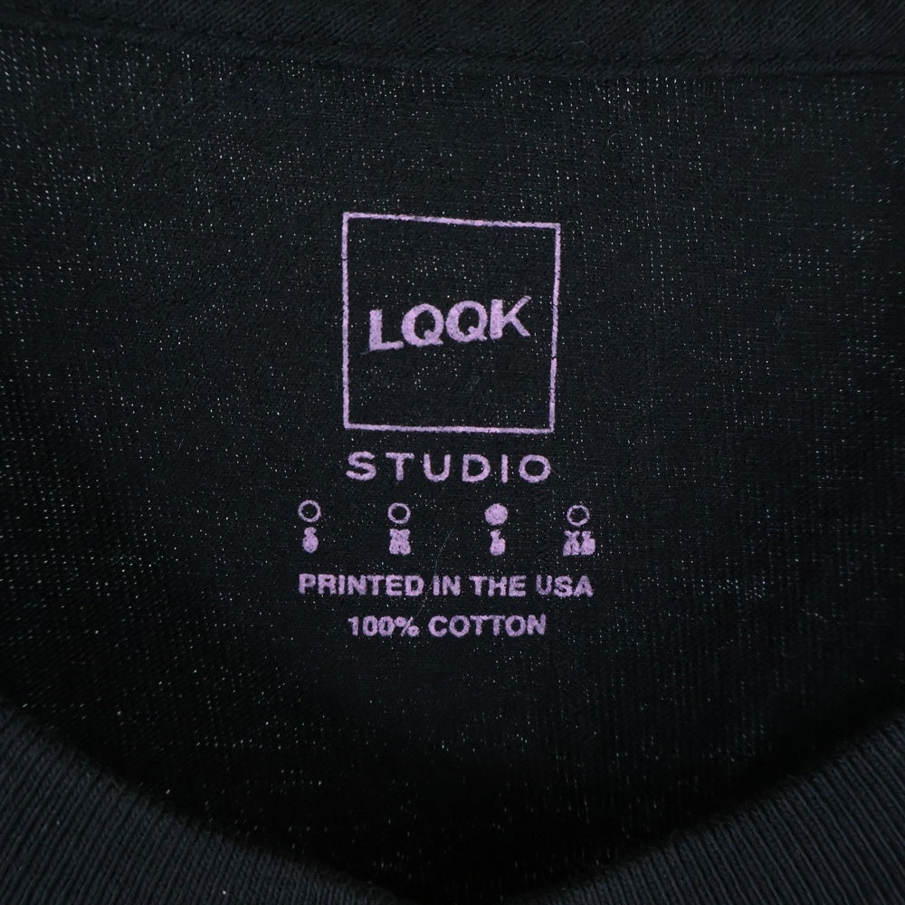 LQQK STUDIO(ルックスタジオ) LONG SLEEVE TEE タイダイ ロゴプリント ロングスリーブ クルーネック 長袖Tシャツ カットソー ブラック