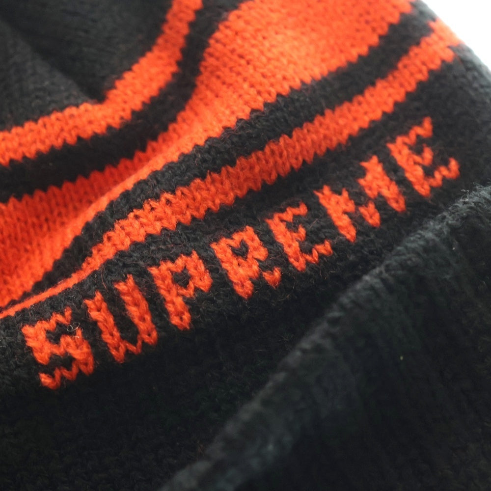 SUPREME(シュプリーム) 18AW Classic Stripe Beanie クラシック ストライプ アクリルニットビーニー ブラック/オレンジ