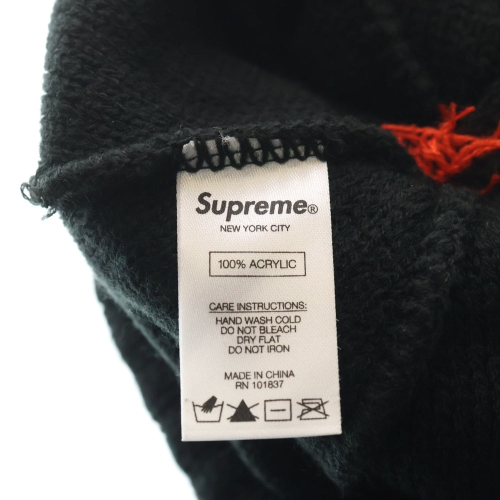 SUPREME(シュプリーム) 18AW Classic Stripe Beanie クラシック ストライプ アクリルニットビーニー ブラック/オレンジ