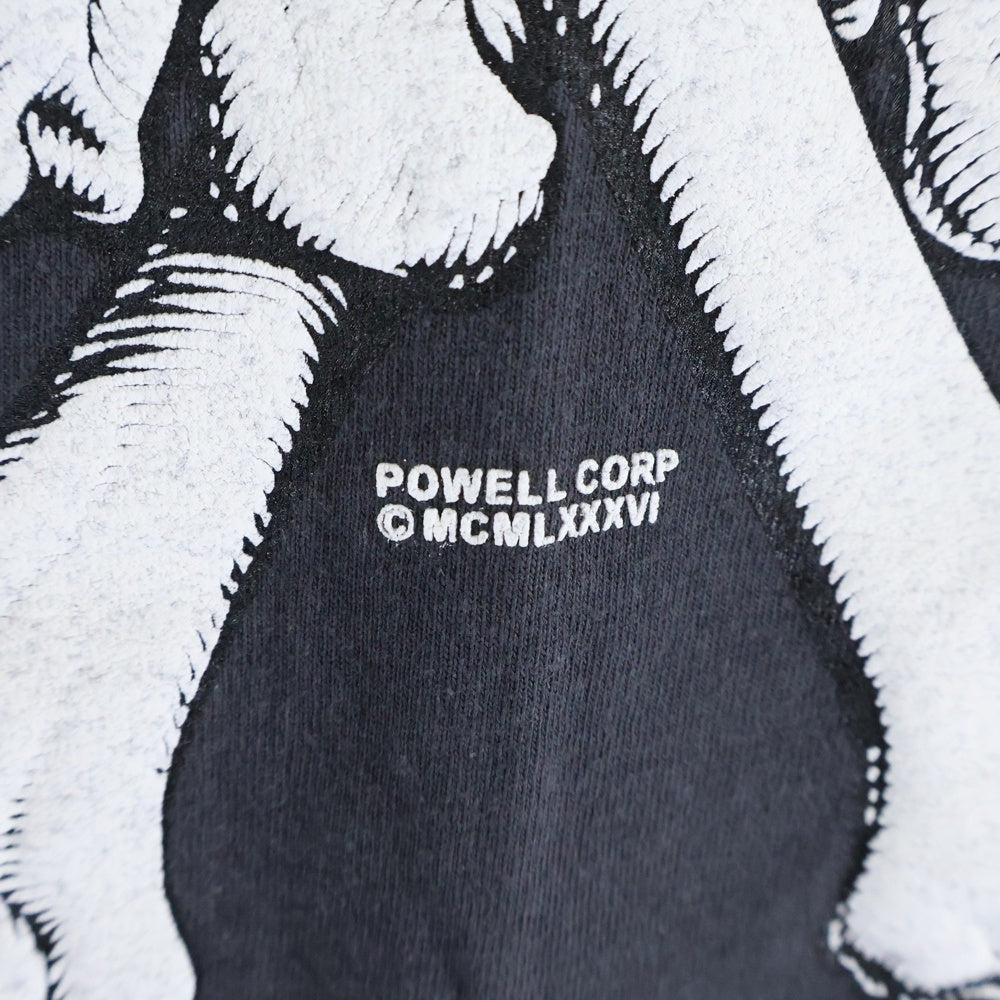 POWELL PERALTA(パウエルペラルタ) CROSS BONE TEE 復刻 クロスボーン プリント クルーネック 半袖Tシャツ カットソー チャコール