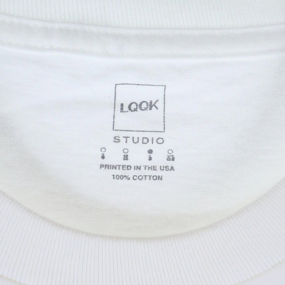 LQQK STUDIO(ルックスタジオ) × MIN-NANO Exclusive Tee ミンナノ エクスクルーシブ ロゴプリント クルーネック 半袖Tシャツ カットソー ホワイト