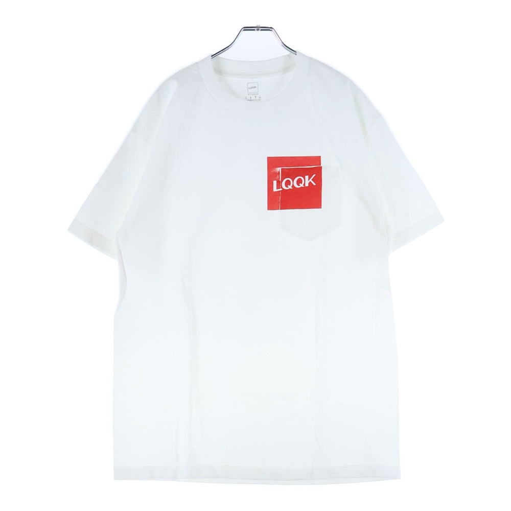 LQQK STUDIO(ルックスタジオ) OVER THE POCKET TEE オーバー ザ フロントポケット ロゴプリント クルーネック 半袖Tシャツ カットソー ホワイト