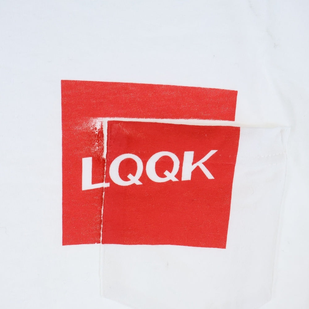 LQQK STUDIO(ルックスタジオ) OVER THE POCKET TEE オーバー ザ フロントポケット ロゴプリント クルーネック 半袖Tシャツ カットソー ホワイト
