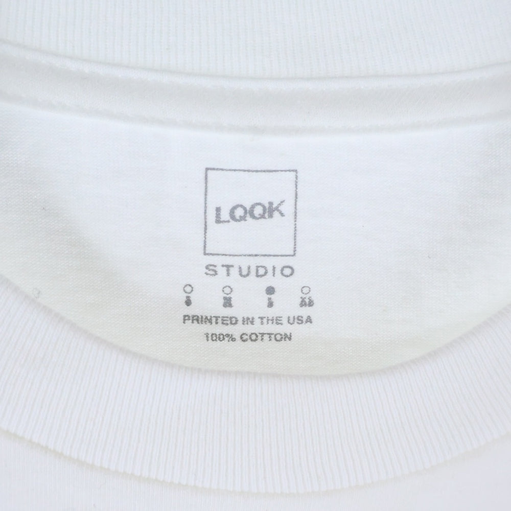 LQQK STUDIO(ルックスタジオ) OVER THE POCKET TEE オーバー ザ フロントポケット ロゴプリント クルーネック 半袖Tシャツ カットソー ホワイト