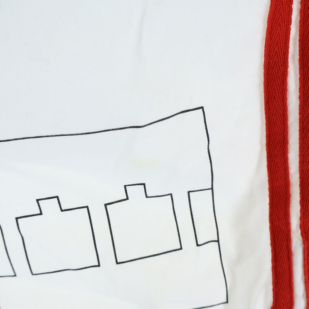 NO BRAND(ノーブランド) 【The Trilogy Tapes ザトリロジーテープス】 POLO SHORT ポロ サイドライン ロゴプリントショーツ ハーフパンツ ホワイト/レッド