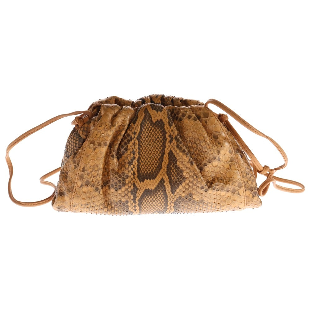 BOTTEGA VENETA(ボッテガヴェネタ) ミニ ザ ポーチ イントレチャート パイソン柄 レザー ショルダーバッグ クラッチバッグ ブラウン レディース