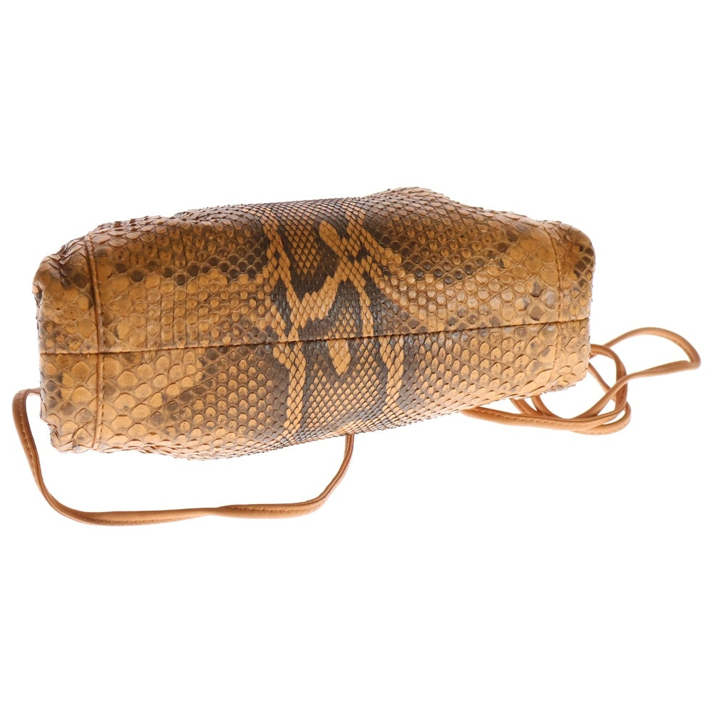 BOTTEGA VENETA(ボッテガヴェネタ) ミニ ザ ポーチ イントレチャート パイソン柄 レザー ショルダーバッグ クラッチバッグ ブラウン レディース