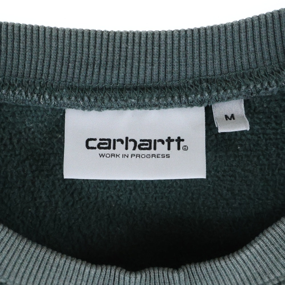 CARHARTT(カーハート) アメリカンスクリプト 刺繍ロゴ クルーネック スウェットトレーナー グリーン