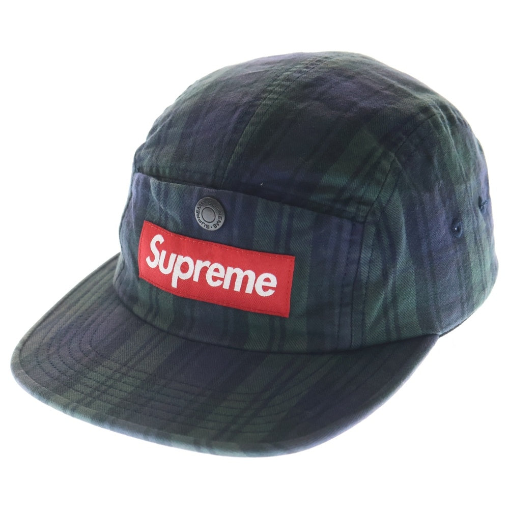 SUPREME(シュプリーム) 18AW Snap Button Pocket Camp Cap チェック柄 スナップボタン ポケット キャンプキャップ ネイビー
