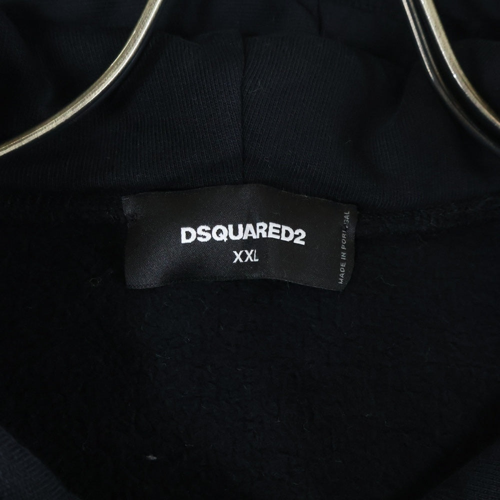DSQUARED2(ディースクエアード) CAPRI LOGO HOODIE フロントプリント プルオーバーパーカー フーディー ブラック S74GU0409 S25305