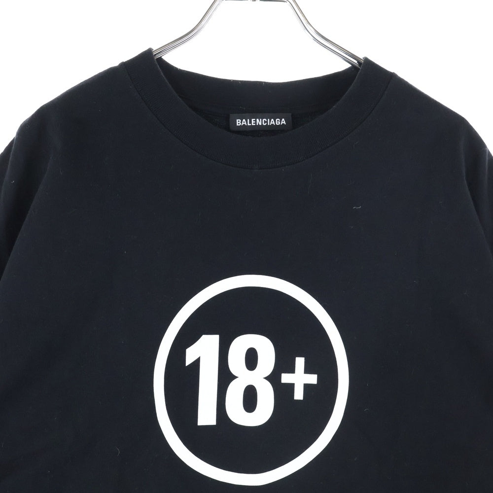 BALENCIAGA(バレンシアガ) 19SS DEMNA GVASALIA 18+ LOGO PRINT Tee デムナ ヴァザリア ロゴ プリント クルーネック 半袖カットソー Tシャツ ブラック 612966 TIV43