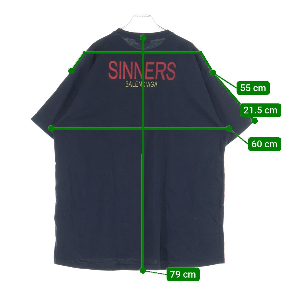 BALENCIAGA(バレンシアガ) 18SS Sinners Print Short Sleeve Tee シナーズバックプリントクルーネック半袖Tシャツ カットソー ブラック 489862 TWK52