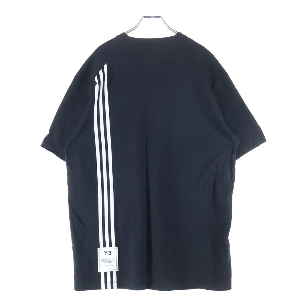 Y-3(ワイスリー) M3 STP S/S Tee バック 3ストライプ ラバーロゴ クルーネック 半袖Tシャツ カットソー ブラック H16334