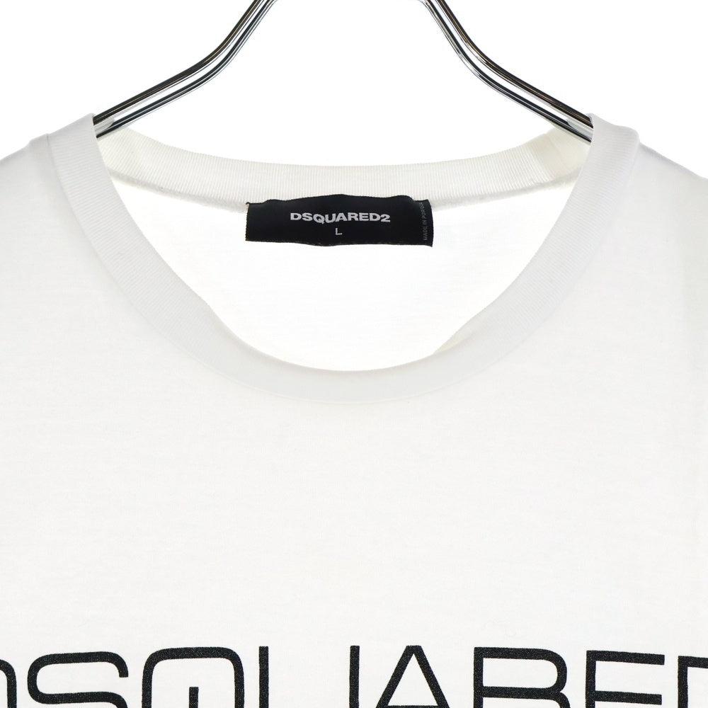 DSQUARED2(ディースクエアード) フロント ミラノロゴ プリント クルーネック 半袖Tシャツ カットソー ホワイト S74GD0644 S22844
