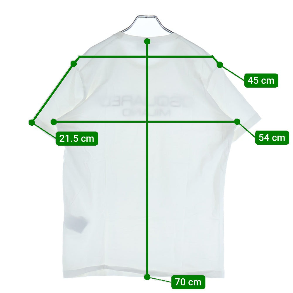 DSQUARED2(ディースクエアード) フロント ミラノロゴ プリント クルーネック 半袖Tシャツ カットソー ホワイト S74GD0644 S22844