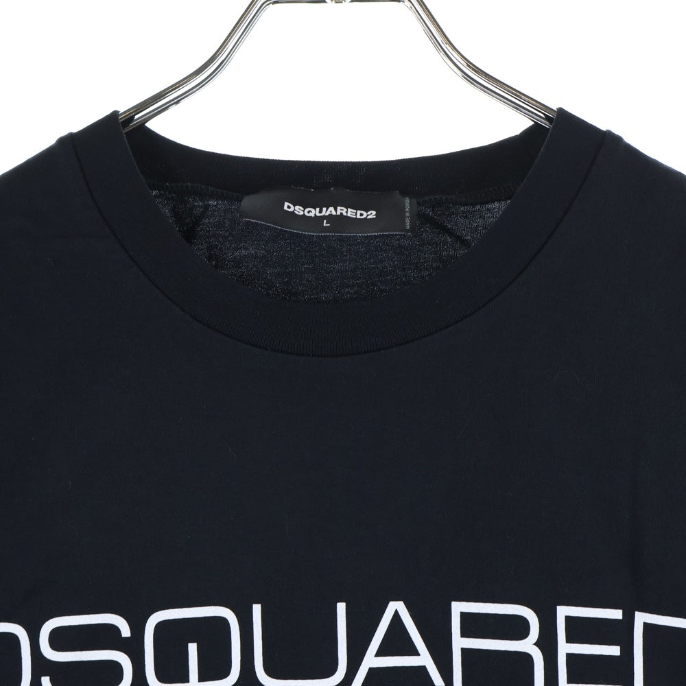 DSQUARED2(ディースクエアード) フロント ミラノロゴ プリント クルーネック 半袖Tシャツ カットソー ブラック S74GD0644 S22844