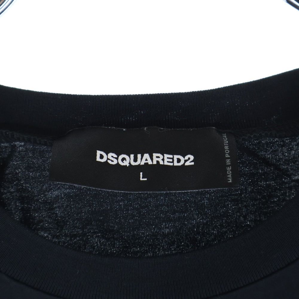 DSQUARED2(ディースクエアード) フロント ミラノロゴ プリント クルーネック 半袖Tシャツ カットソー ブラック S74GD0644 S22844