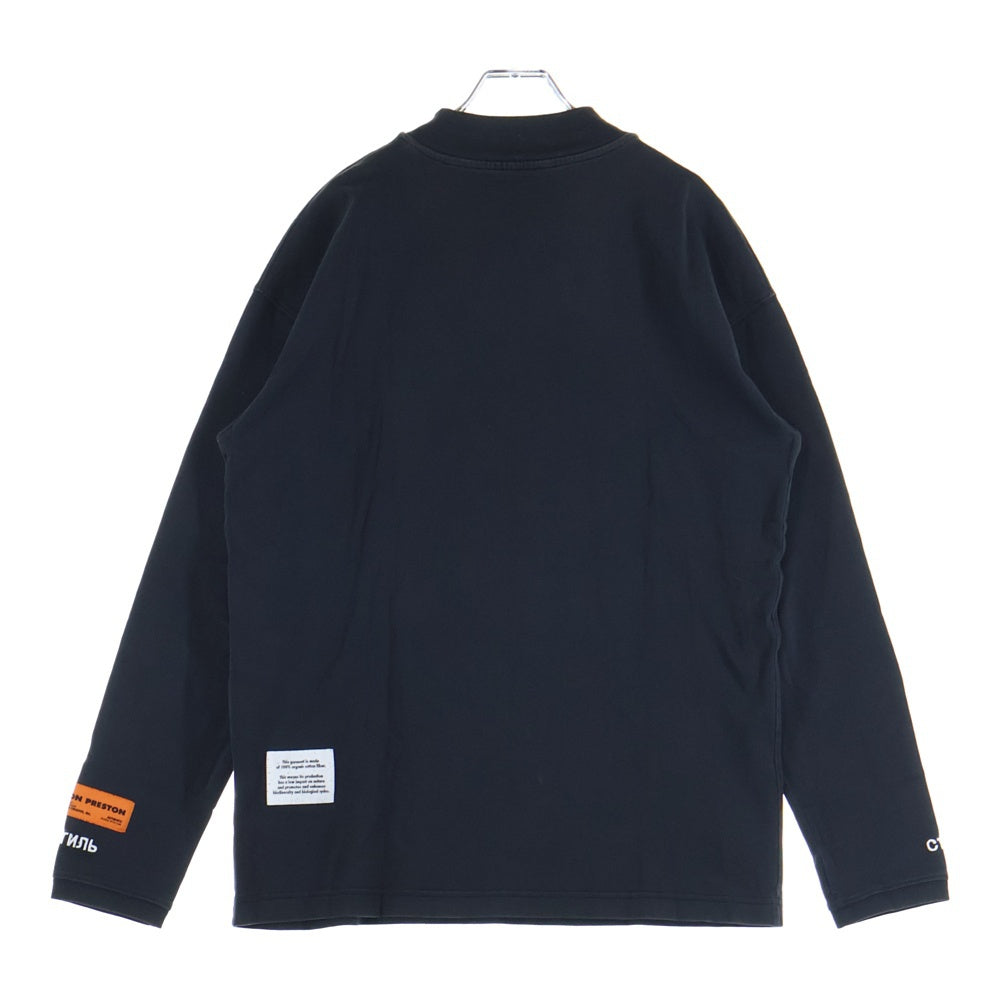 HERON PRESTON(ヘロンプレストン) ロゴ刺繍 コットン 長袖Tシャツ ブラック HMAB010S20913011
