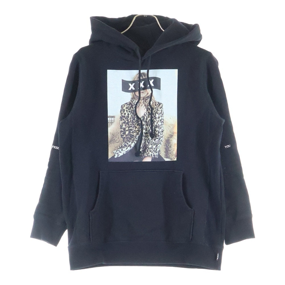 GOD SELECTION XXX(ゴッドセレクショントリプルエックス) Kate Moss hoodie ケイトモス フロントプリント プルオーバーパーカーフーディー ブラック