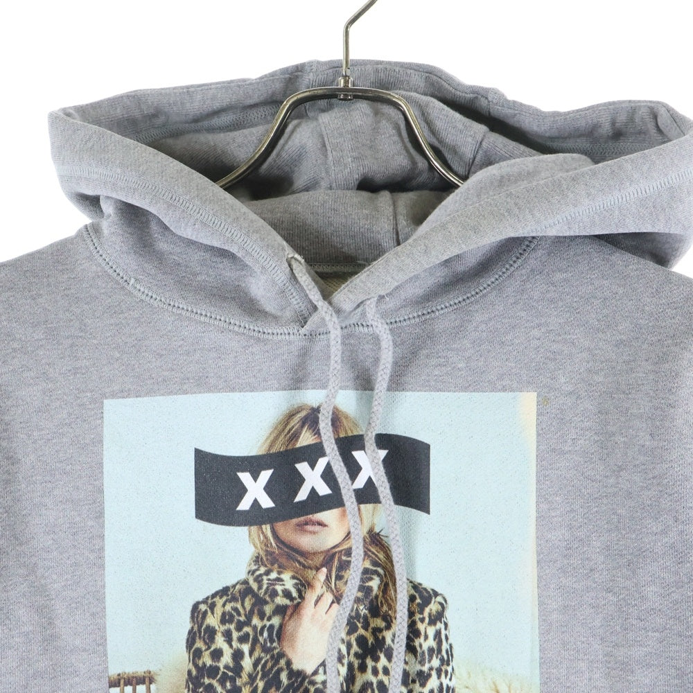 GOD SELECTION XXX(ゴッドセレクショントリプルエックス) Kate Moss hoodie ケイトモス フロントプリント プルオーバーパーカーフーディー グレー